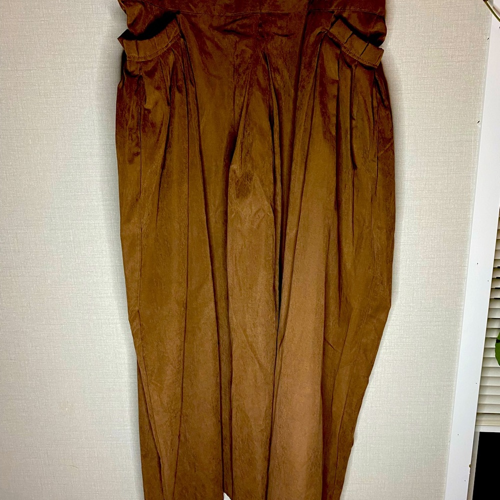 Zanzea XXXL Tan, pleated pocket  long skirt